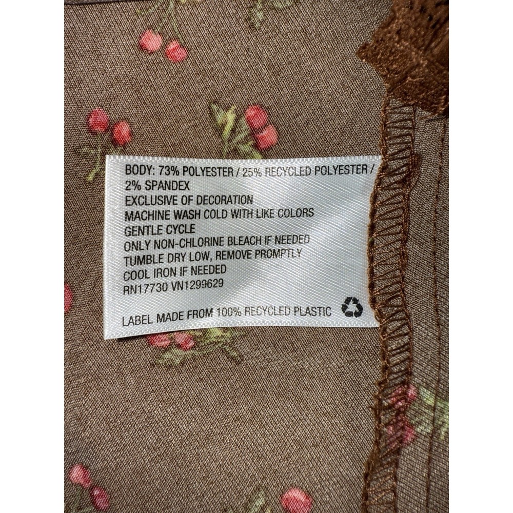 NWT Wild Fable Tie Back Slip Dress Shiny Brown Floral Satin with Lace Sz Large‎ - Picture 9 of 9